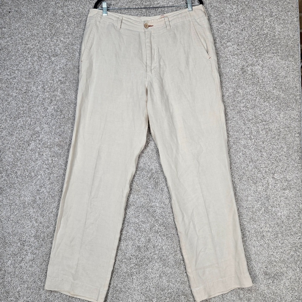 Tommy Bahama Relax Men's Linen Pants 34x32 Beige Casual Lightweight Beach